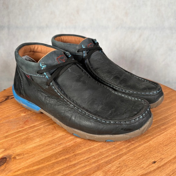 Twisted X Driving Mocs Mens 8M Black Blue Leather Chukka Boots WDM0033 Good main image 10
